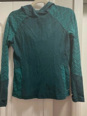 Eddie Bauer Teal Pullover Hooded Performance Top